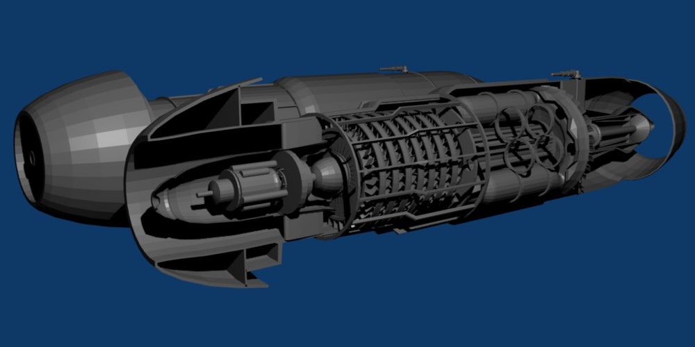 Jumo 004 jet engine  low poly preview image 1